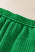 Contrast Trim Cable Textured Shorts Set